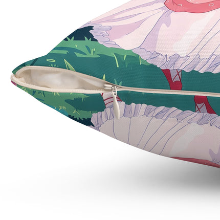 🎭🌸 The Lady Of The Secret Masquerade Square Pillow – Art Deco Garden Fantasy