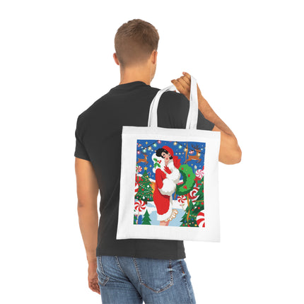 🍬🎄 The Lady Of The Peppermint Christmas Garden Cotton Tote Bag – Art Deco Holiday Fantasy