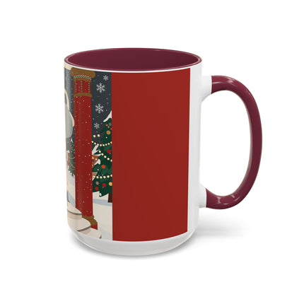❄️✨ The Winter Couture Promenade Colorful Mug – Art Deco Holiday Elegance