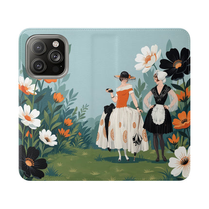 🌼🖤 The Ladies Of The Garden Promenade Flip Case – Art Deco Floral Fashion