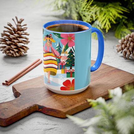 🌼🎄 The Christmas Blossom Belle Colorful Mug – Colorful Art Deco Holiday Fantasy