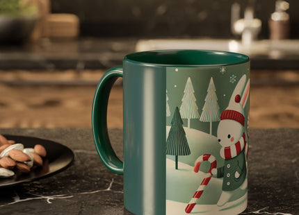 Candy Cane Timekeeper Bunny Colorful Mugs (11oz, 15oz)