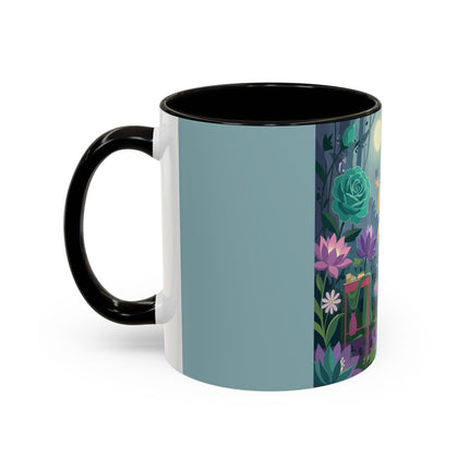 The Lady Of The Moonlit Garden Colorful Mugs – Art Deco Botanical Serenity