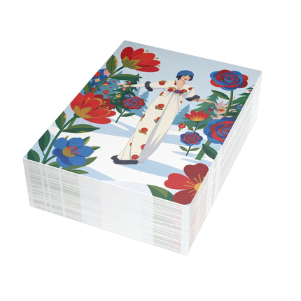 🌹❄️ The Lady Of The Winter Rose Garden Greeting Card – Art Deco Holiday Fantasy