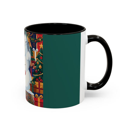 ☃️🎄 The Snowman's Christmas Companion Colorful Mug – Art Deco Holiday Fantasy