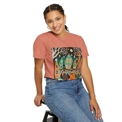 Night of the Trick-or-Treating Owlets Unisex Garment-Dyed T-shirt