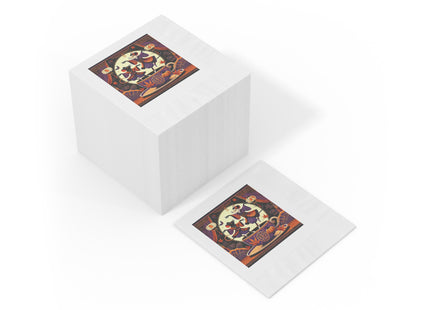 Theatrical Halloween Kabuki Mice White Coined Napkins