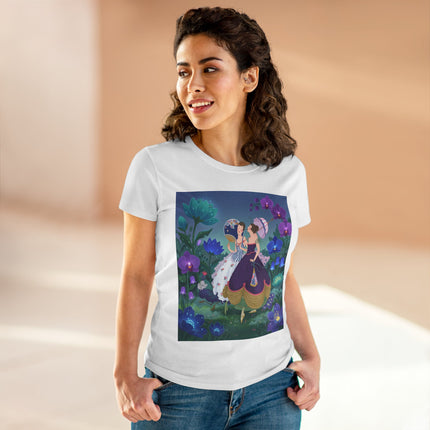 💜🌸 The Ladies Of The Enchanted Garden Cotton Tee – Art Deco Fashion Illustration