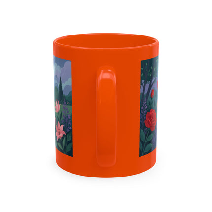 🌹💌 The Lady Blowing Kisses In The Rose Garden Ceramic Mug – Art Deco Floral Romance
