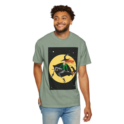 A Witch’s Moonlit Flight Unisex Garment-Dyed T-shirt