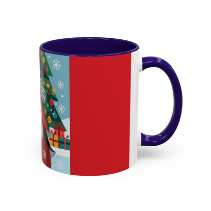 ❤️ The Lady Of The Crimson Scarf Colorful Mug – Art Deco Christmas Elegance