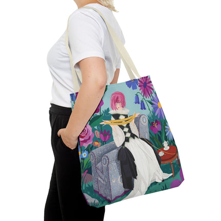 🌹🧶 The Lady Of The Golden Yarn Tote Bag – Art Deco Floral Elegance
