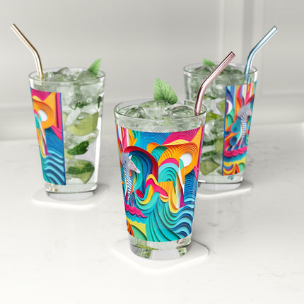 Surfing Zebra Glass, 16oz