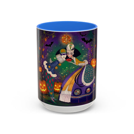 🎭🎃 The Masquerade Beneath The Pumpkin Lantern Colorful Mug – Theatrical Halloween Charm