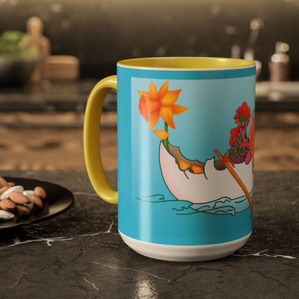 A Rooster's Seafaring Adventure Colorful Mugs, 11oz