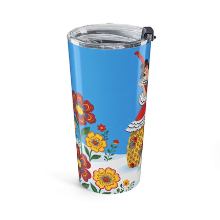 🌼🐇 The Lady Of The Winter Folk Garden Tumbler – Art Deco Floral Fantasy