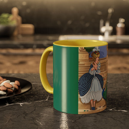 The Peacock's Admiration Colorful Mug (11oz, 15oz) – Rococo Elegance, Peacock Beauty & Garden Charm