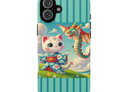 Geisha Kitten and the Dragon Kite Phone Cases