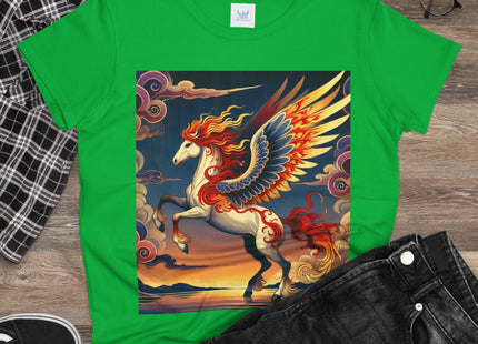 Flame-Winged Horse at Sunset Women's Midweight Cotton Tee