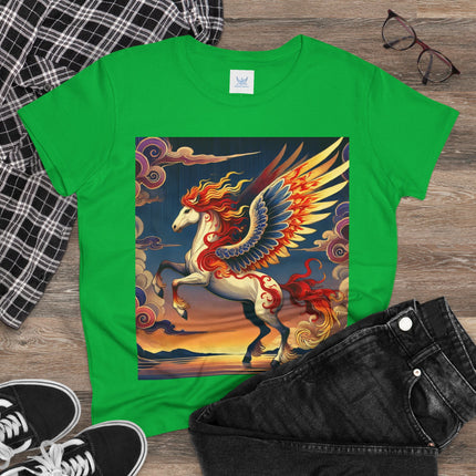 Flame-Winged Horse at Sunset Cotton Tee