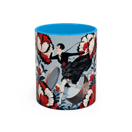 ❤️🌺 The Scarlet Blossom Dancer Colorful Mug – Art Deco Fashion Whimsy