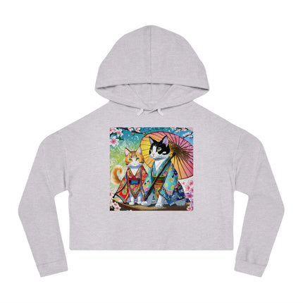 Kimono Kitties Cropped Hooded Sweatshirt