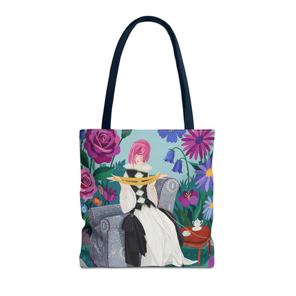 🌹🧶 The Lady Of The Golden Yarn Tote Bag – Art Deco Floral Elegance