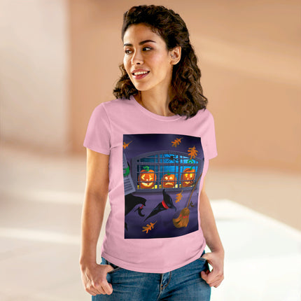 Whimsical Halloween Mischief Women's Midweight Cotton Tee