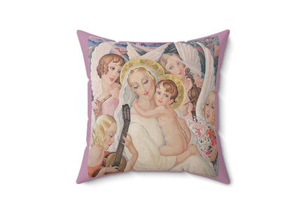 Madonna with Child Surrounded by Musical Angels by Gerda Wegener Spun Polyester Square Pillow