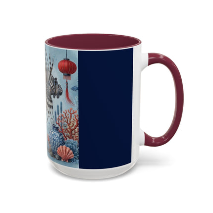 Lionfish & Lantern Colorful Mug – Mystical Ocean & Asian Harmony