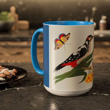 Woodpecker & Tulip Colorful Mugs – Vibrant Spring & Bold Beauty