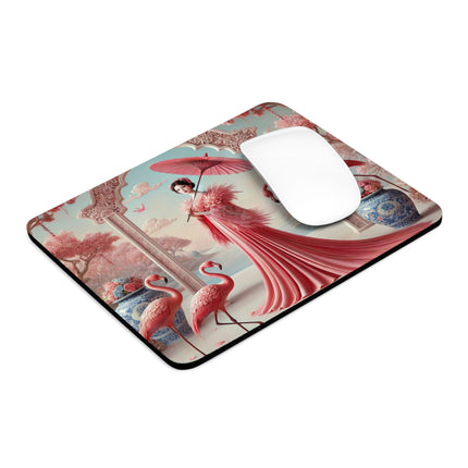 Petals, Porcelain, and Flamingos Mouse Pad