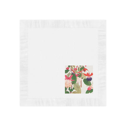 Fuchsia Flower White Coined Napkins – Vibrant Fuchsia & Japanese Woodblock Elegance