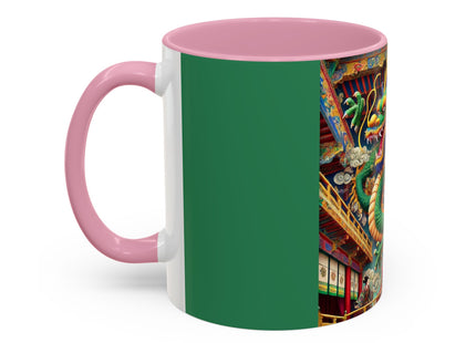 Tibetan Dragon Over Kabuki Duel Colorful Mugs (11oz, 15oz)