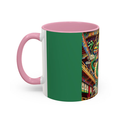 Tibetan Dragon Over Kabuki Duel Colorful Mugs (11oz, 15oz)