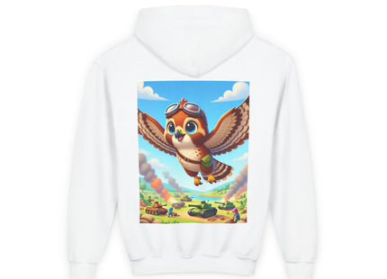 Red-Tailed Hawk in Battle Youth Heavy Blend Hooded Sweatshirt