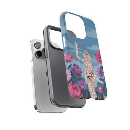 🌺👒 The Grand Flower Promenade Phone Case – Art Deco Fashion Illustration