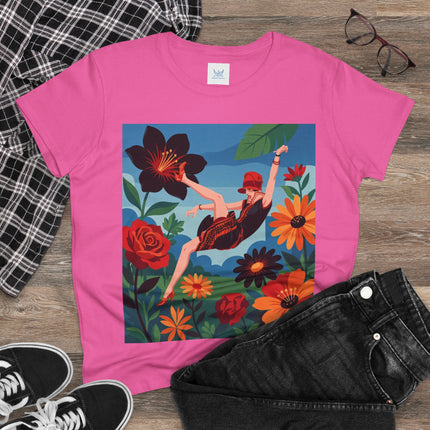 🌺✨ The Lady In The Fabulous Flowers Cotton Tee – Art Deco Floral Fantasy