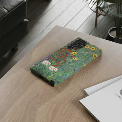 Farm Garden with Sunflowers by Gustav Klimt Phone Cases