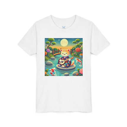 Melodic Kitten by the Koi Pond Youth Short Sleeve Tee