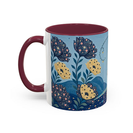 🌼🦋 The Enchanted Butterfly Garden Promenade Colorful Mug – Art Deco Floral Whimsy
