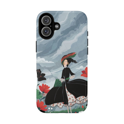 🌧️🌺 The Stormy Flower Walk Phone Case – Art Deco Floral Fashion