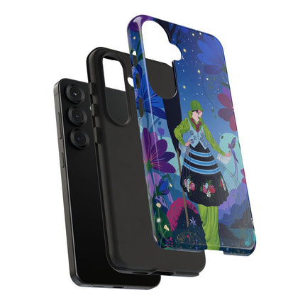 🌸🐦 The Lady Of The Midnight Bird Garden Phone Case – Art Deco Floral Fantasy