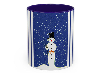 Snowman in Falling Snow Colorful Mugs (11oz, 15oz)