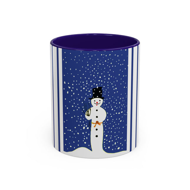 Snowman in Falling Snow Colorful Mugs (11oz, 15oz)