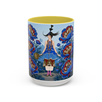 💙🌺 The Sapphire Blossom Garden Dancer Colorful Mug – Art Deco Fashion Fantasy