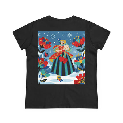 ❤️❄️ The Winter Heart Messenger Cotton Tee – Art Deco Winter Enchantment