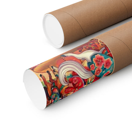 🎠🌸 Geisha Kitten's Enchanted Carousel Ride Matte Vertical Poster – Whimsical Dreams & Cherry Blossom Magic