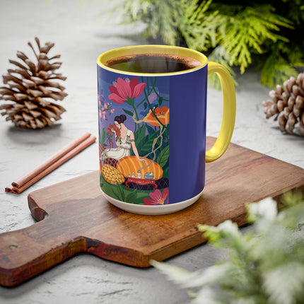 The Garden Of Quiet Reverie Colorful Mugs – Art Deco Botanical Serenity