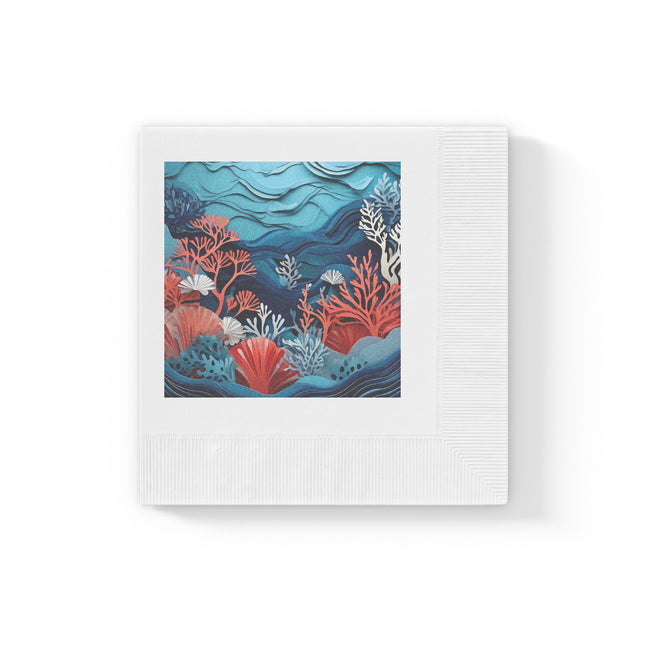 Enchanting Underwater Scene White Coined Napkins